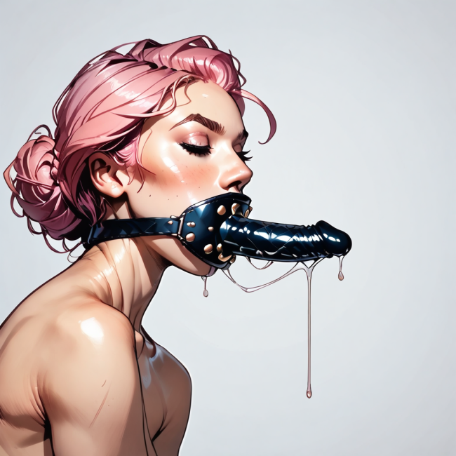 Luna wearing a dildo gag covered in pussy juice